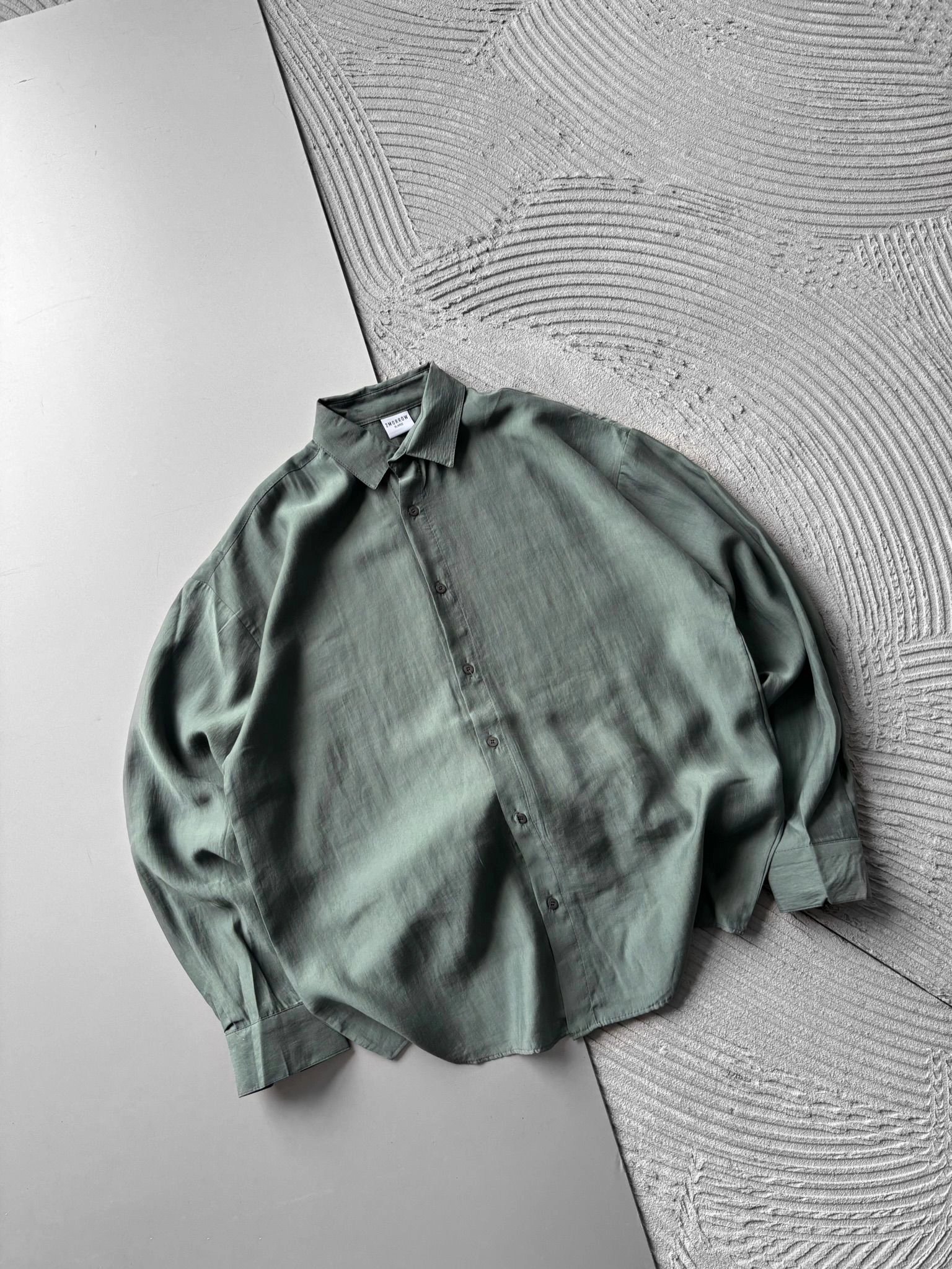 POLO YAKA MODAL KUMAŞ OVERSIZE GÖMLEK YEŞİL
