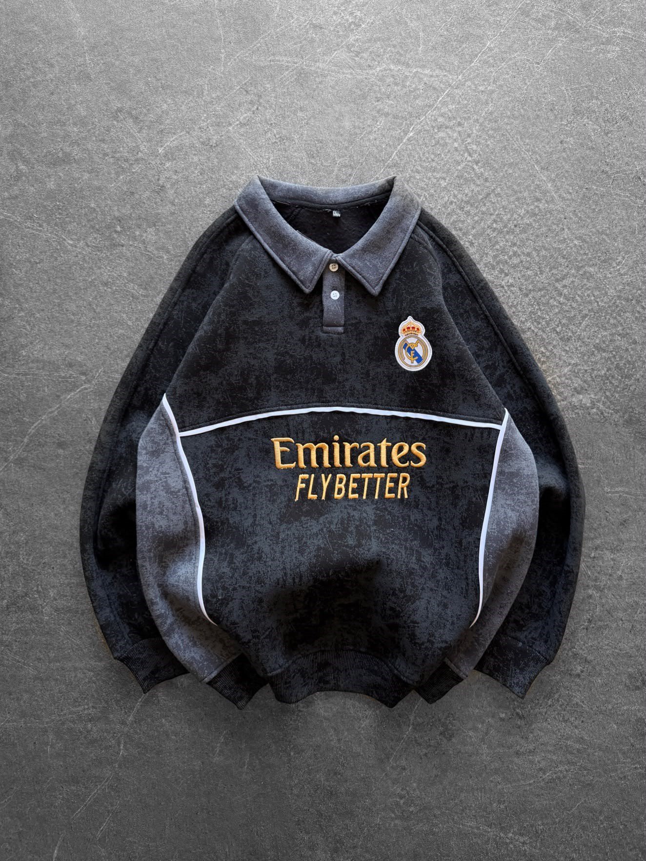 RM YIKAMA 3 İPLİK POLO YAKA SWEAT SİYAH