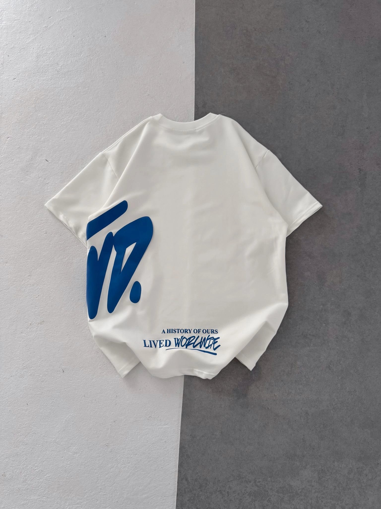 STW BEL BASKI BISIKLET YAKA OVERSIZE TSHIRT BEYAZ