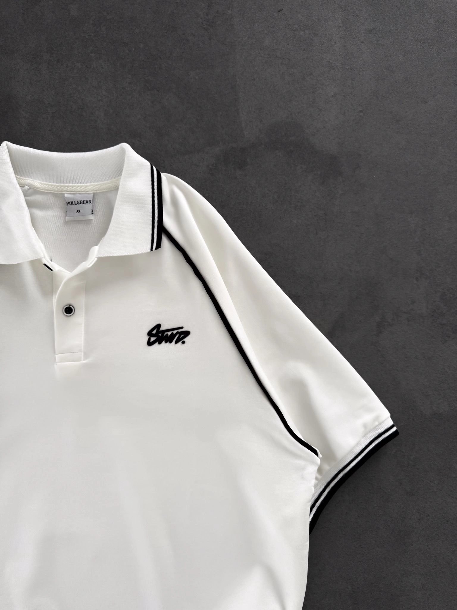 STW POLO YAKA BIYELI CP OVERSIZE TSHIRT BEYAZ