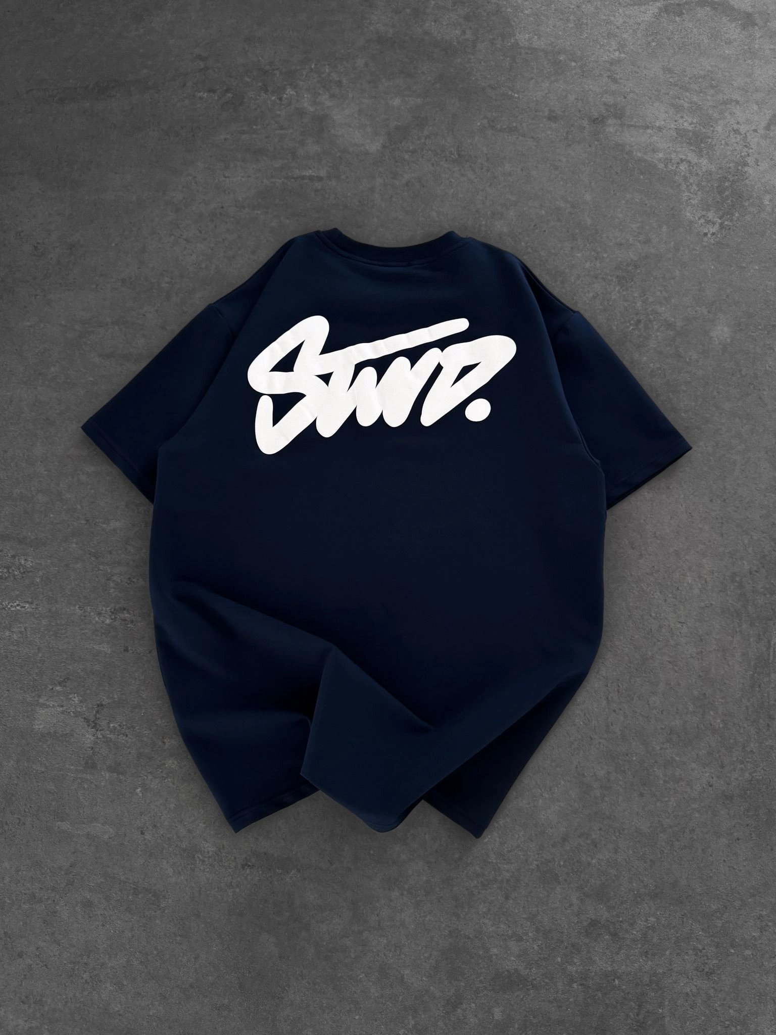 STW SIRT BASKI BİSİKLET YAKA OVERSİZE TSHİRT LACİ