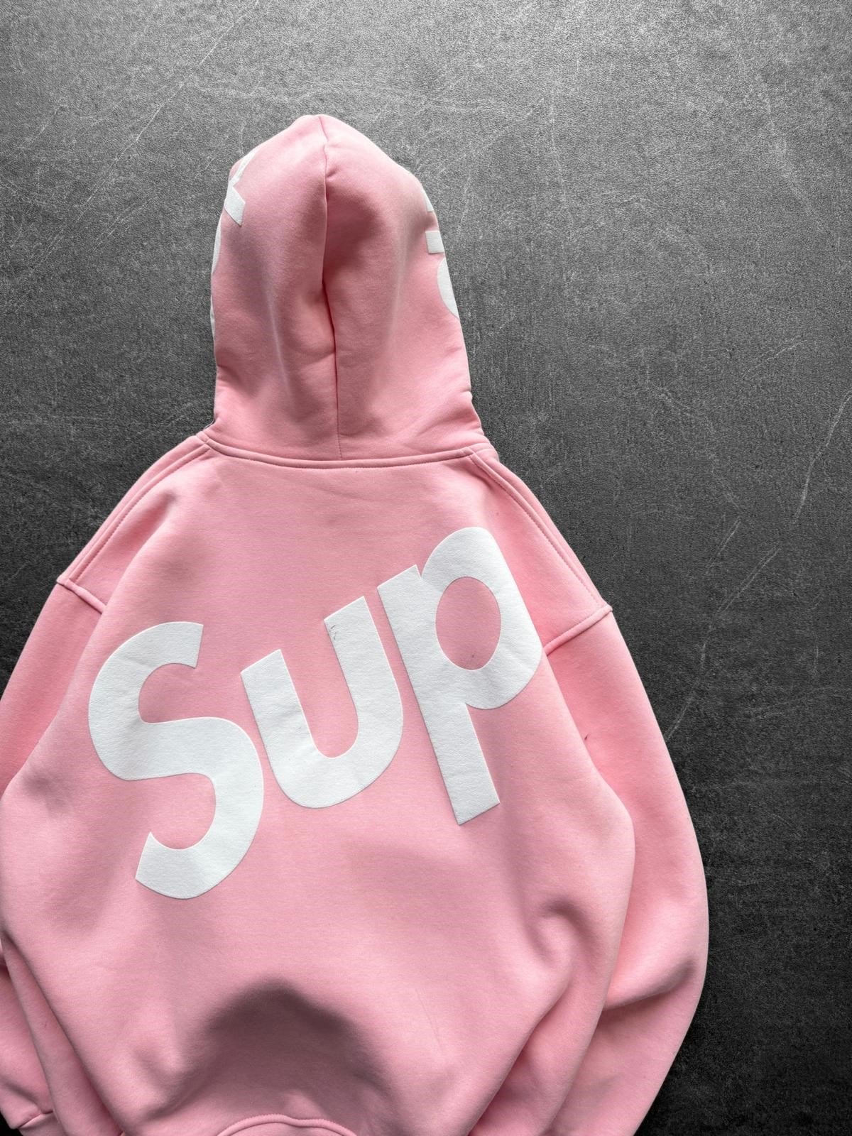 SUP BASKI 3 İPLİK PAMUKLU KUMAŞ OVERSİZE SWEAT PEMBE