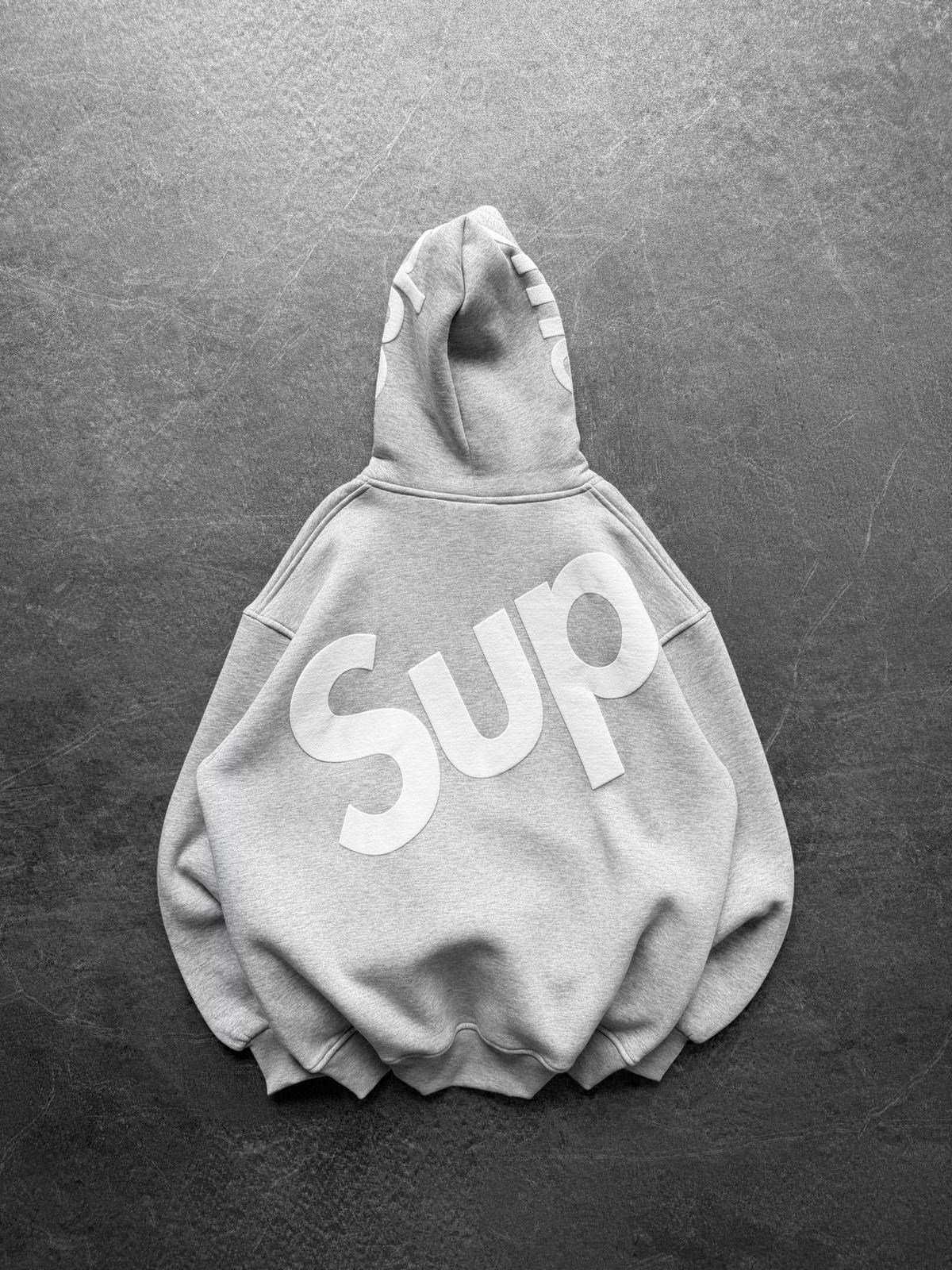 SUP BASKI 3 İPLİK PAMUKLU KUMAŞ OVERSİZE SWEAT GRİ