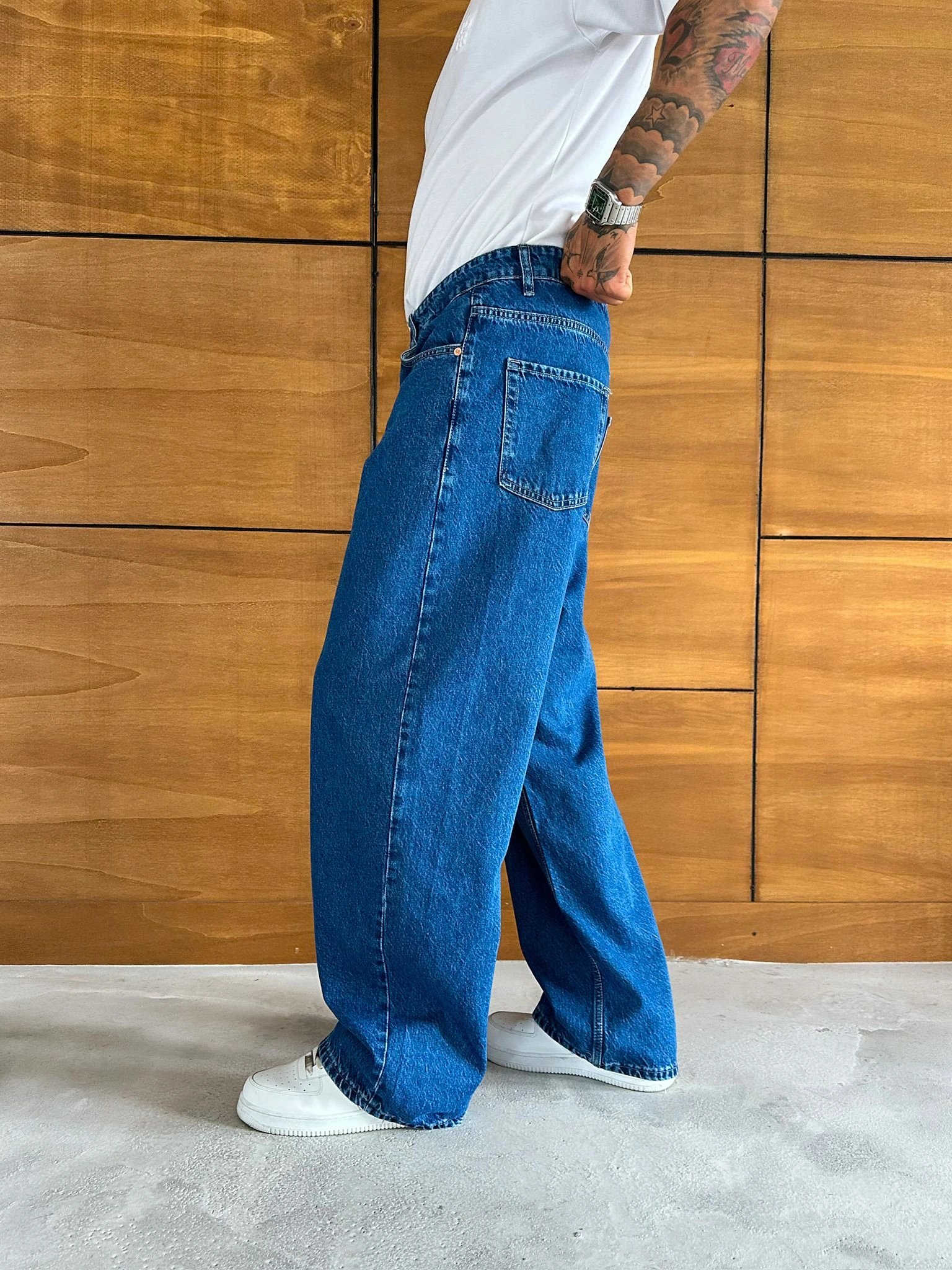 ULTRA BAGGY KALIP YIKAMALI JEAN MAVİ