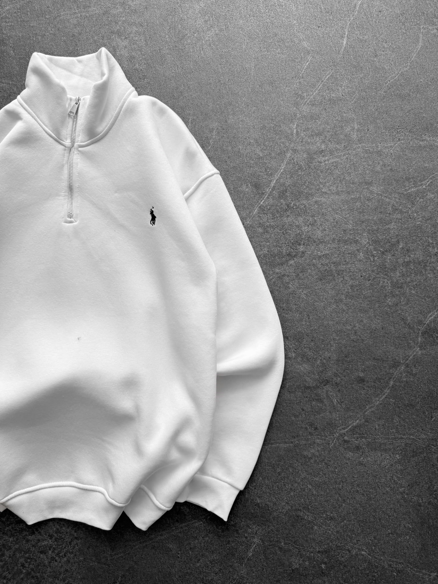YARIM FERMUAR BASIC PL 3 İPLİK PAMUKLU SWEAT BEYAZ