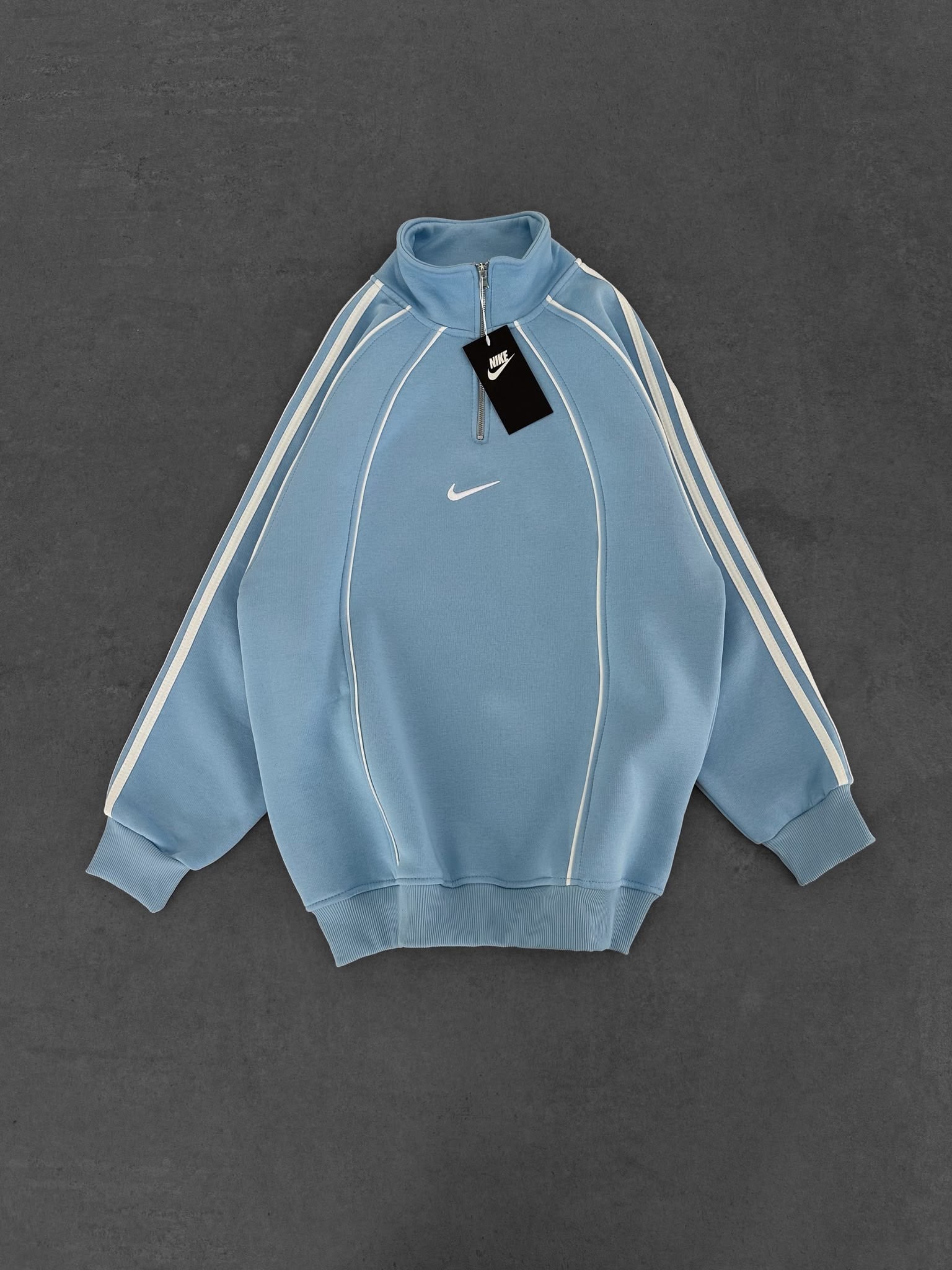 YARIM FERMUAR NK FUL BİYELİ OVERSİZE SWEAT BEBEMAVİ