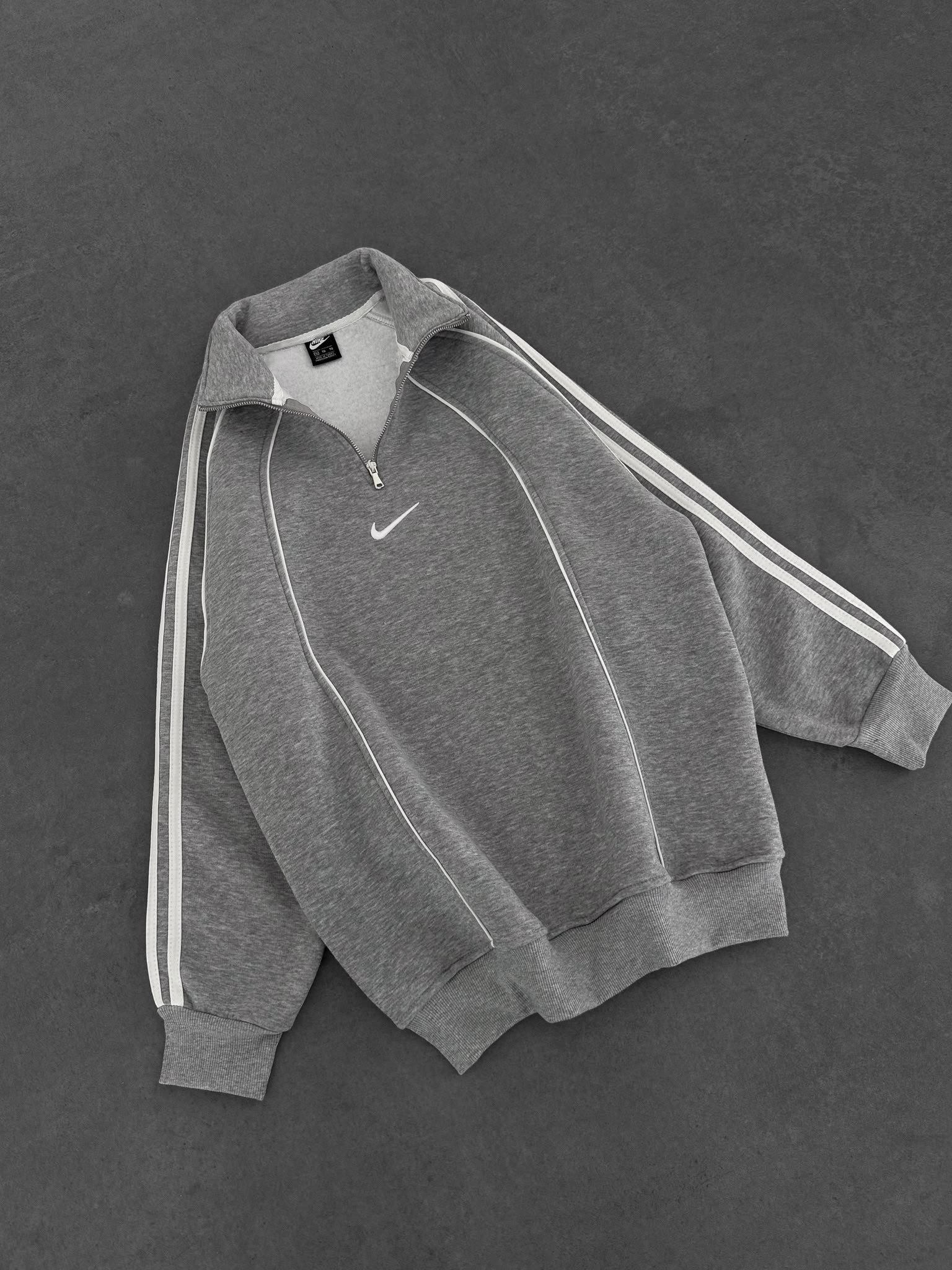 YARIM FERMUAR NK FUL BİYELİ OVERSİZE SWEAT GRİ