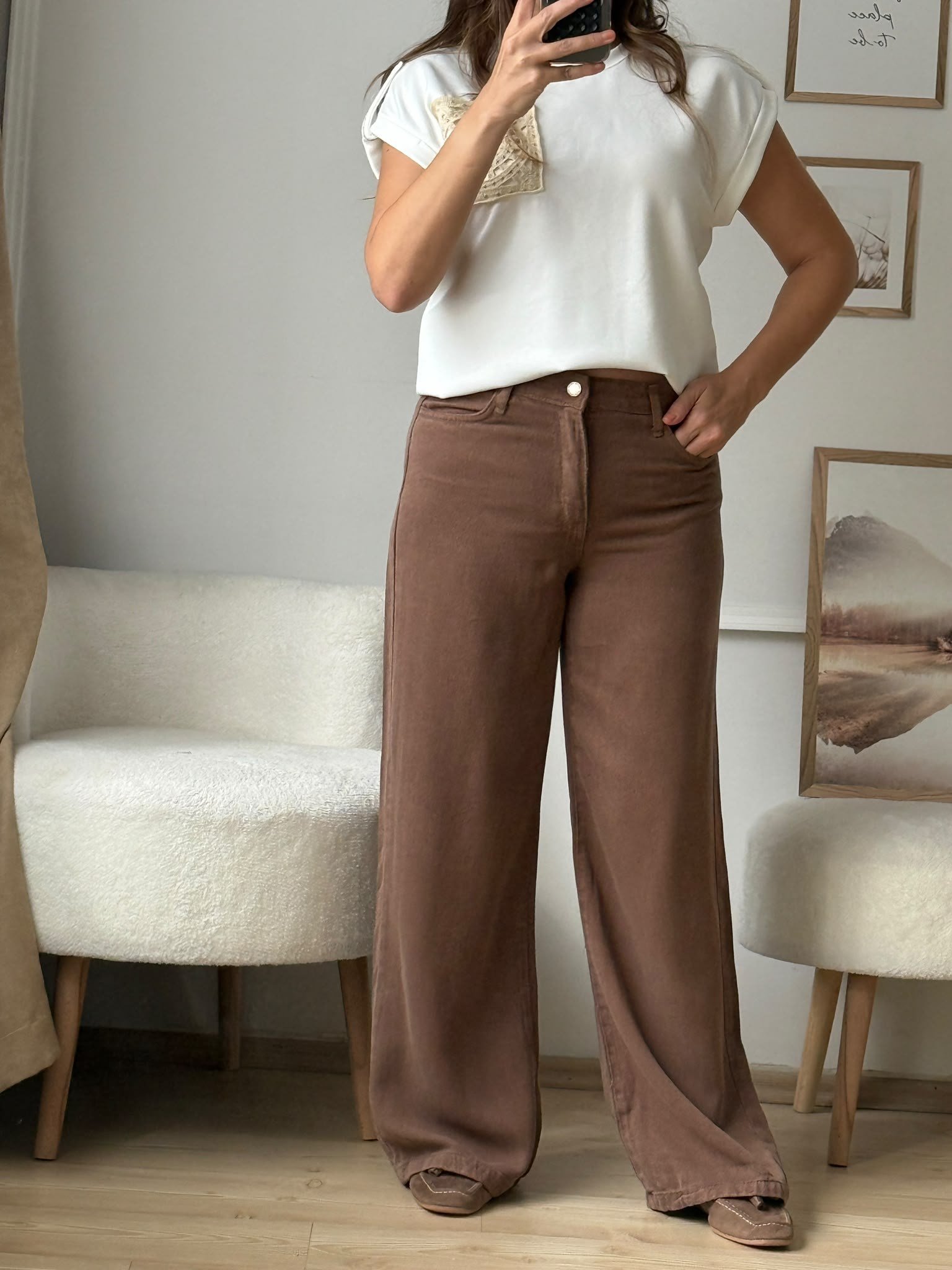 Tensel Denim Pantolon-Kahverengi