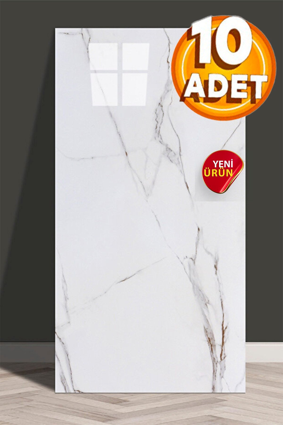 10 Adet, 30x60 Cm Açık Kahve Damar Mermer Desenli Kendinden Yapışkanlı Mutfak Banyo Wc Kaplama Pvc Panel M012