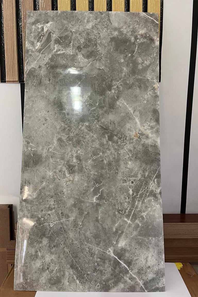 30x60 Cm Lüx Gri Mermer Desenli Kendinden Yapışkanlı Seramik Köpük Banyo PVC Duvar Paneli-M090