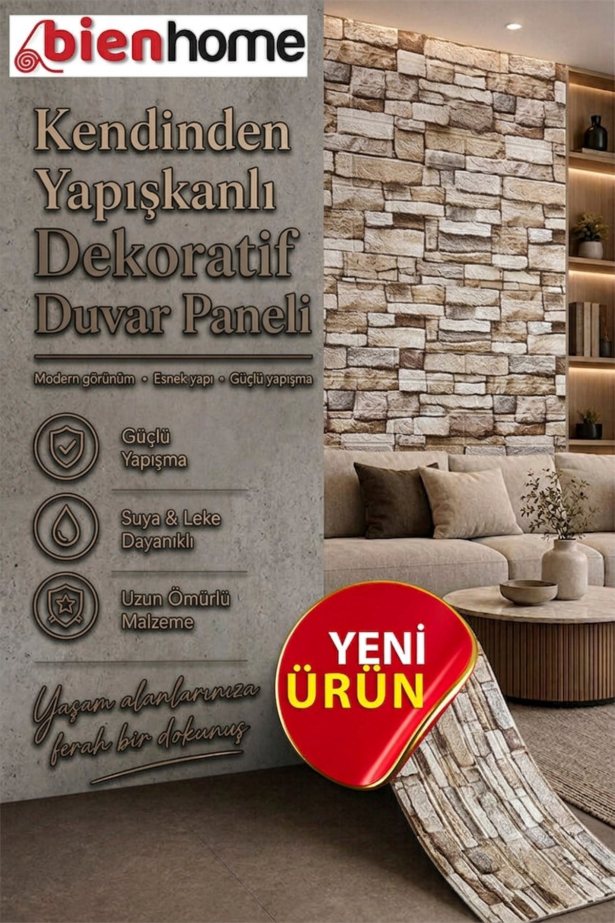 70x77 Cm Açık Kahve 0,54M² 3d Kendinden Yapışkanlı Tuğla Duvar Kağıdı Kaplama Panel Köpük Antik Köpük Duvar Paneli-FC26