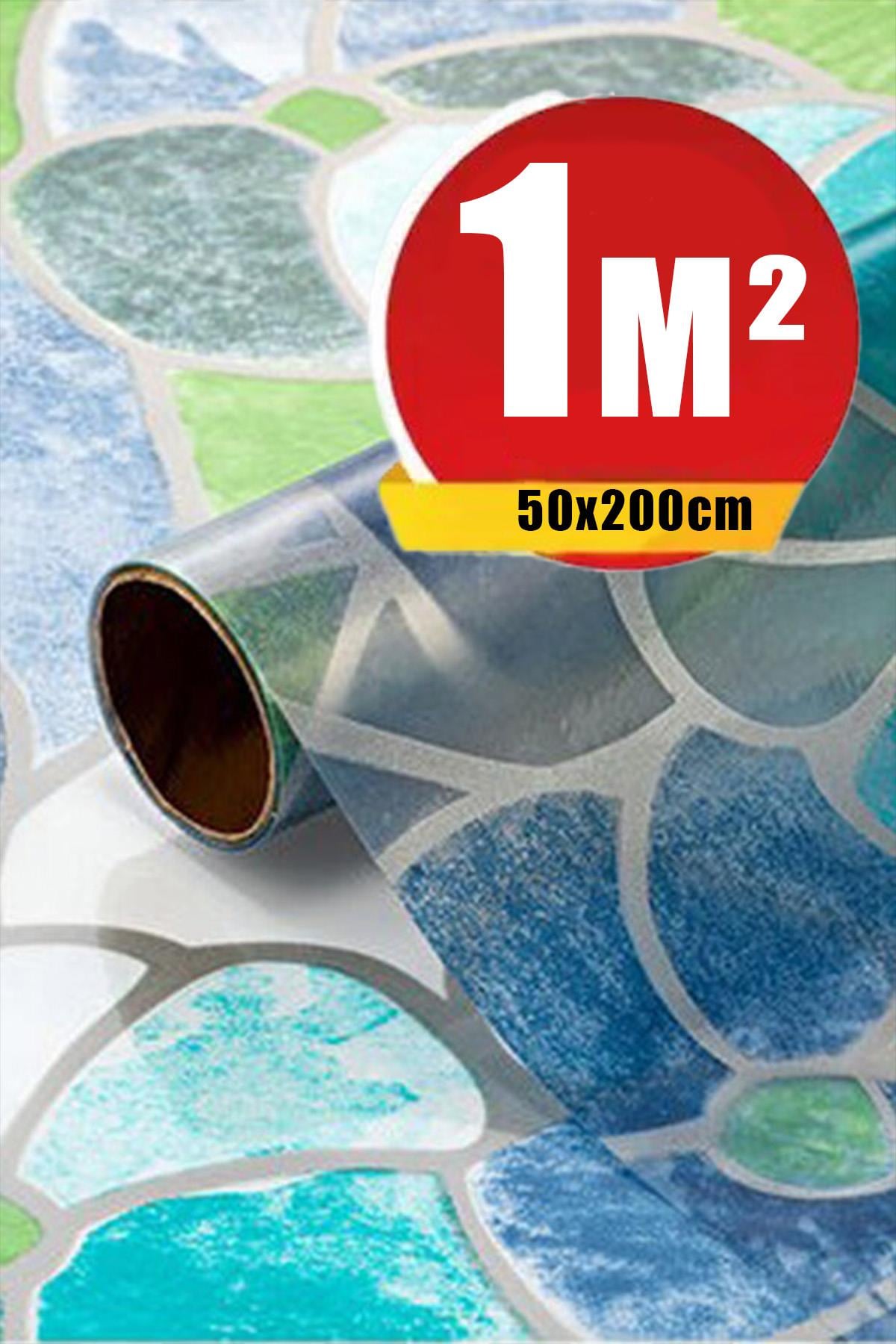 Bien Exclusive (50CM X 2MT), 1 M² Cm Vitray Pencere Desen Şeffaf Yapışkanlı Kaplama Pvc Folyo F-63