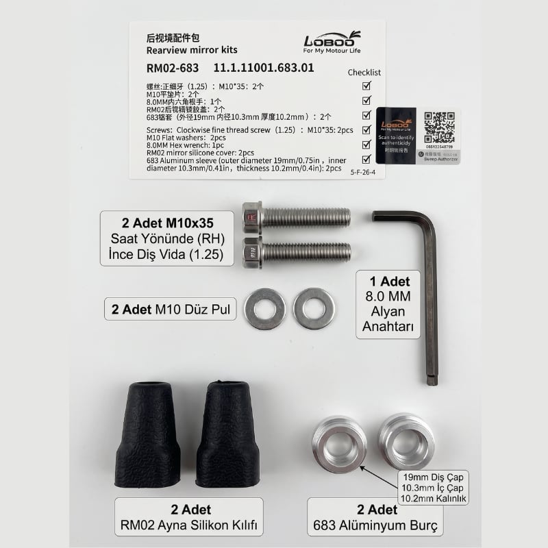 LOBOO Dikiz Aynası Aksesuarı Kit-683