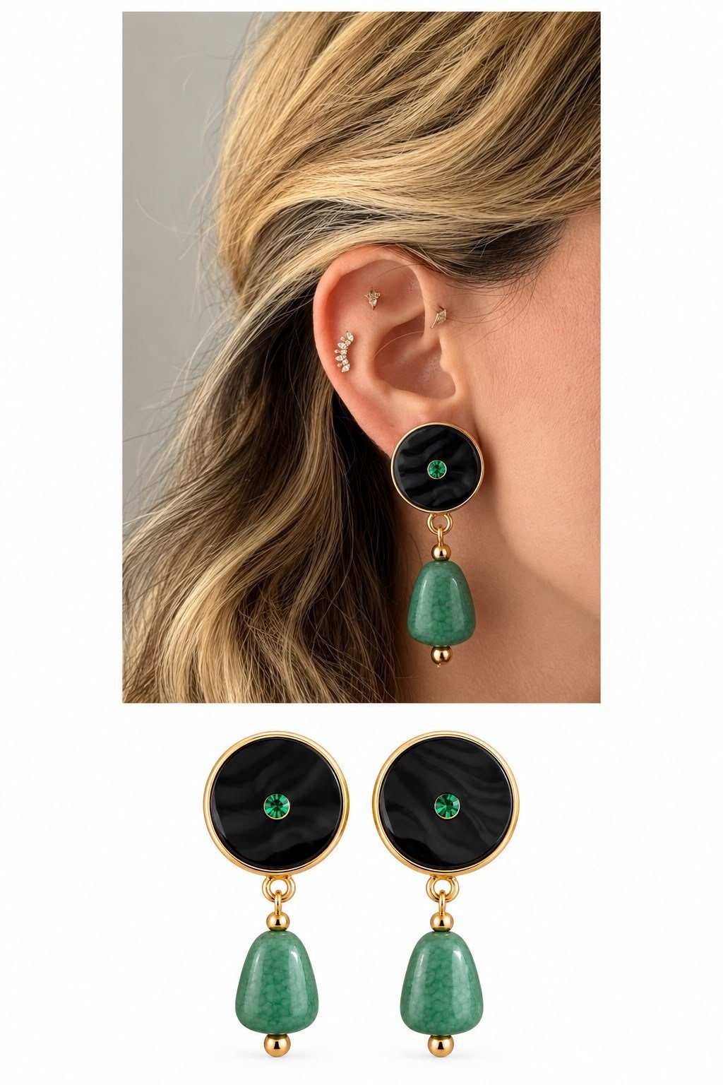Emerald Noir Gold Küpe