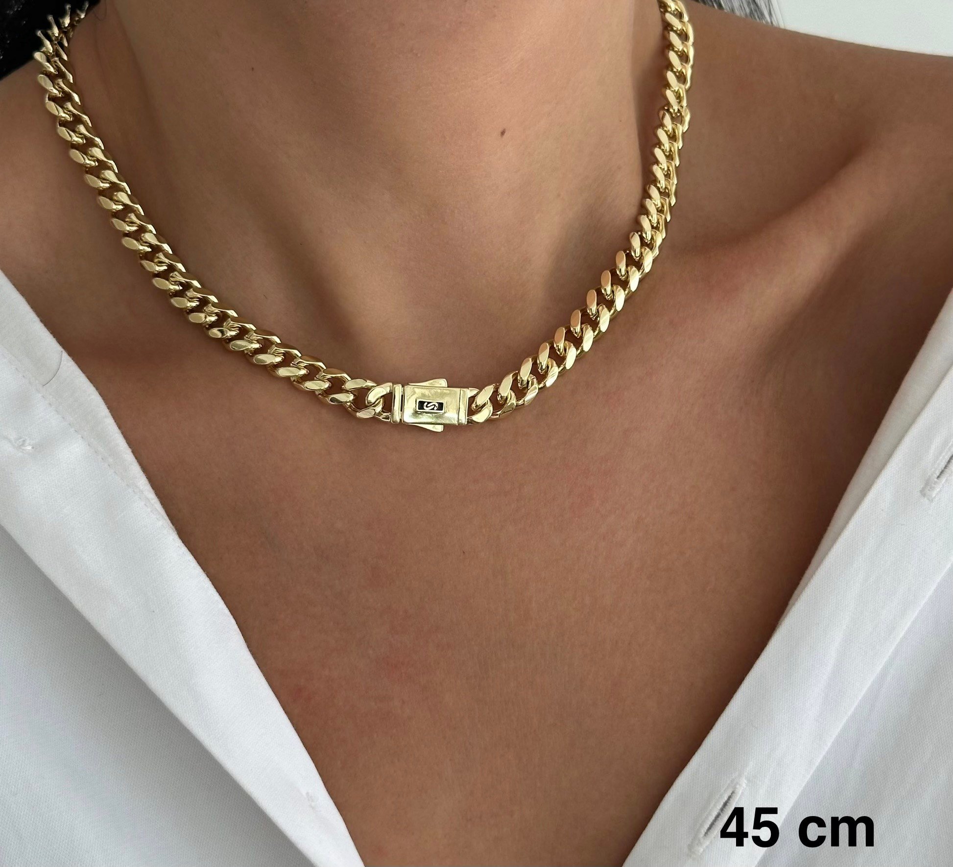 Gold Kalın Gurmet Zincir Kolye – 45 cm