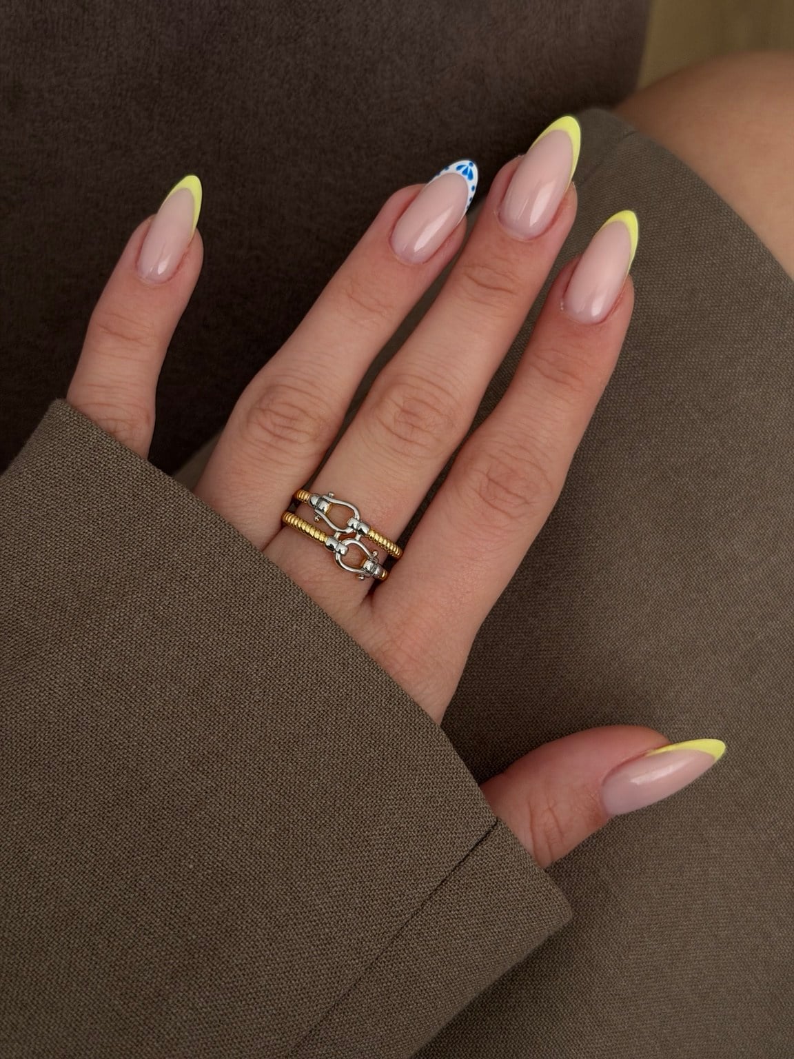 Limon Detaylı Nude French Zarafet Yüzük Seti