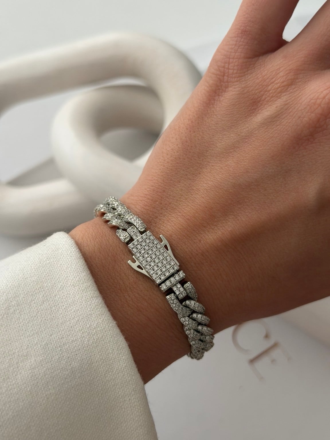 Luxe Panther Zirkon Taşlı Premium Bileklik – Silver