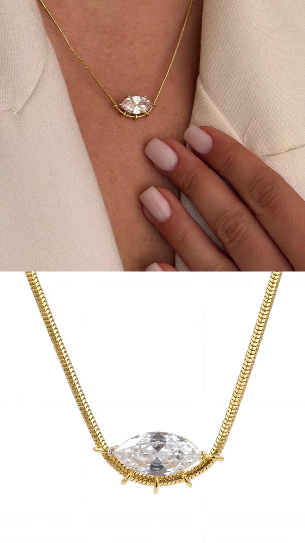 Marquis Zirkon Taşlı Gold Kolye