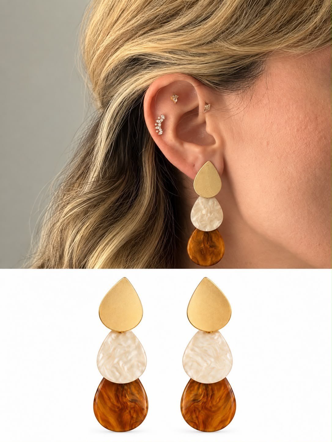 Mira Amber Trio Küpe