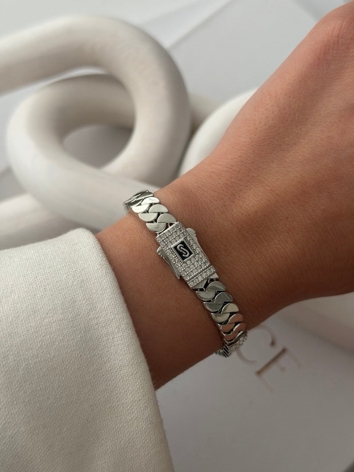 Silver Luxe Zirkon Taşlı Gurmet Bileklik