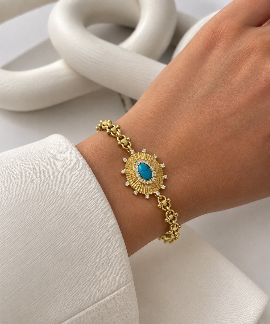 Turkuaz Taşlı Güneş Işıltısı Bileklik