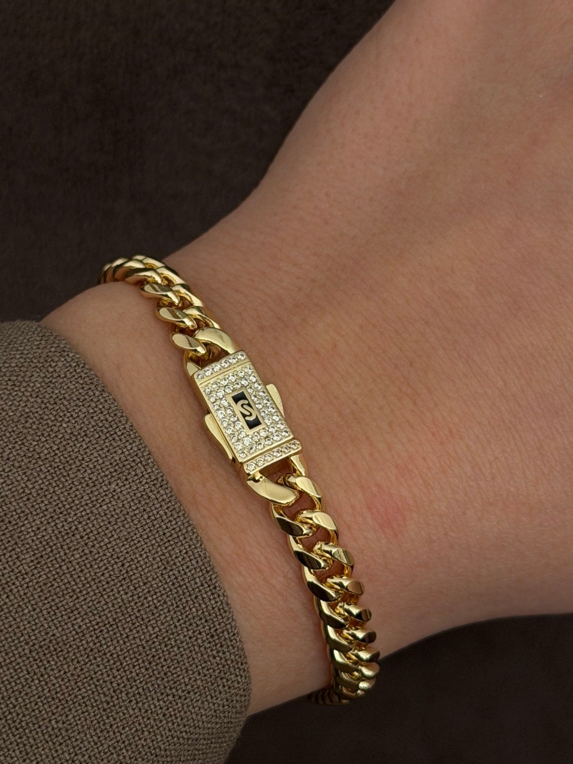 Zirkon Taş Detaylı Gold Gurmet Bileklik