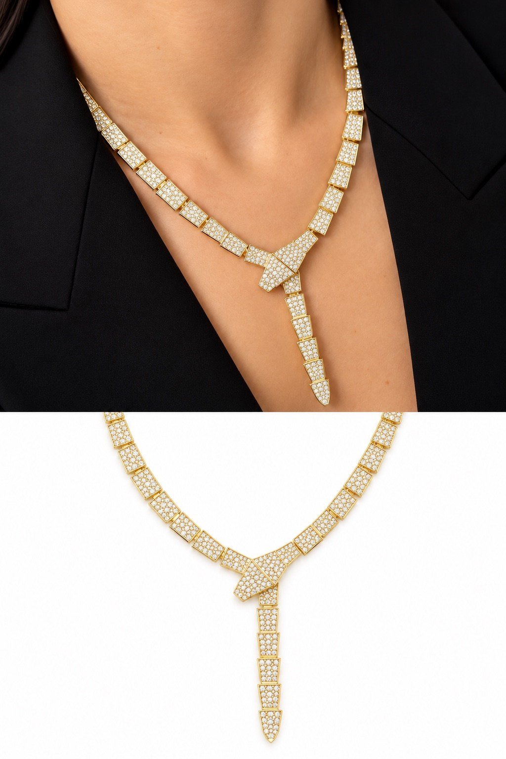 Zirkon Taşlı Gold Y Kolye