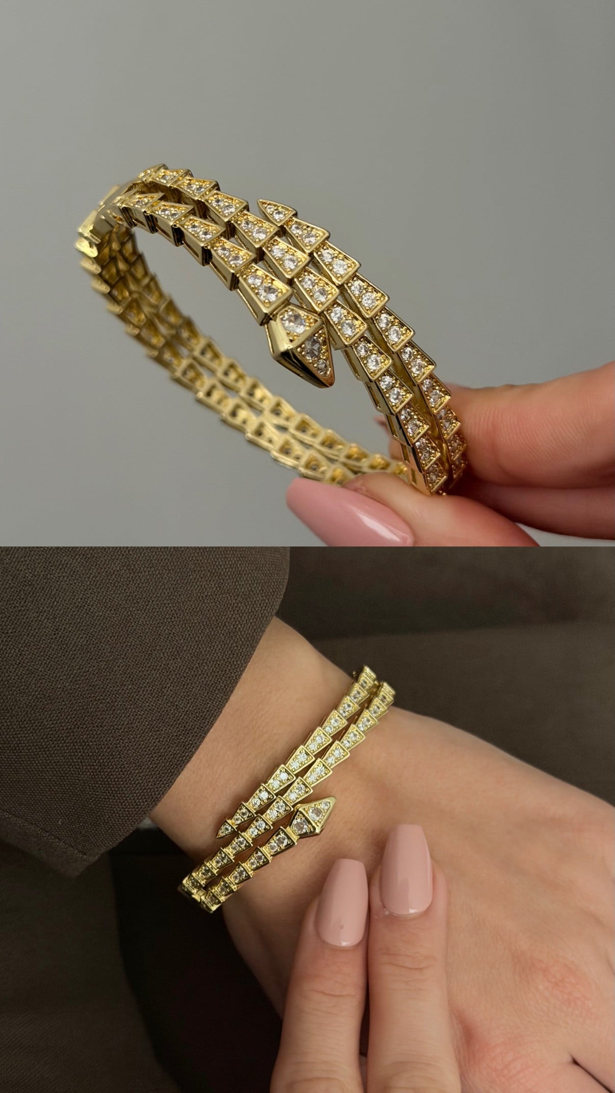 Zirva Gold Taşlı Kelepçe Kadın Bileklik