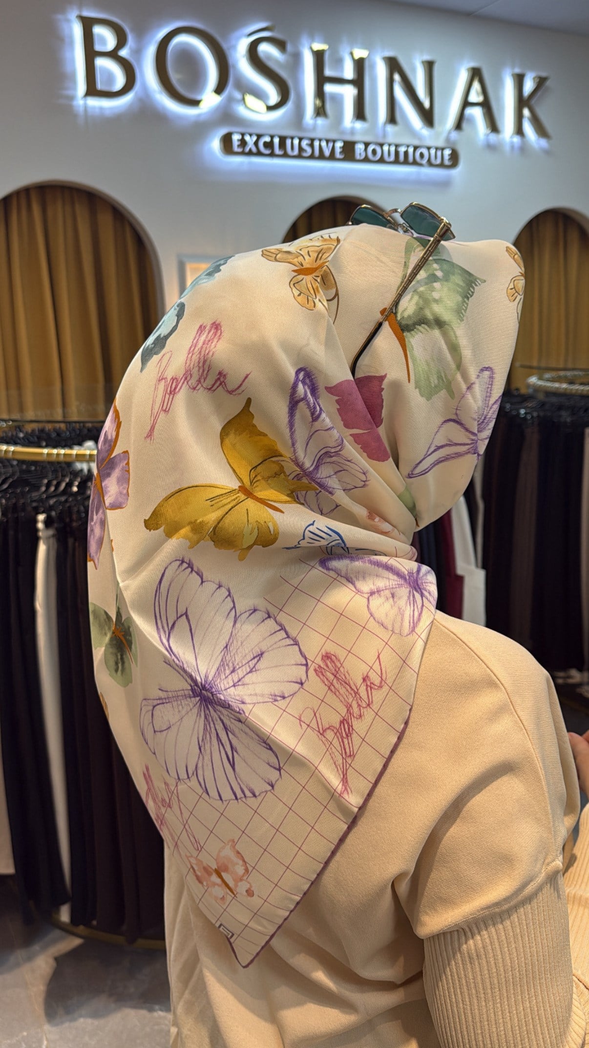 BELLİ Pembe Obje Desen %100 Twill İpek Eşarp 4329 - 52