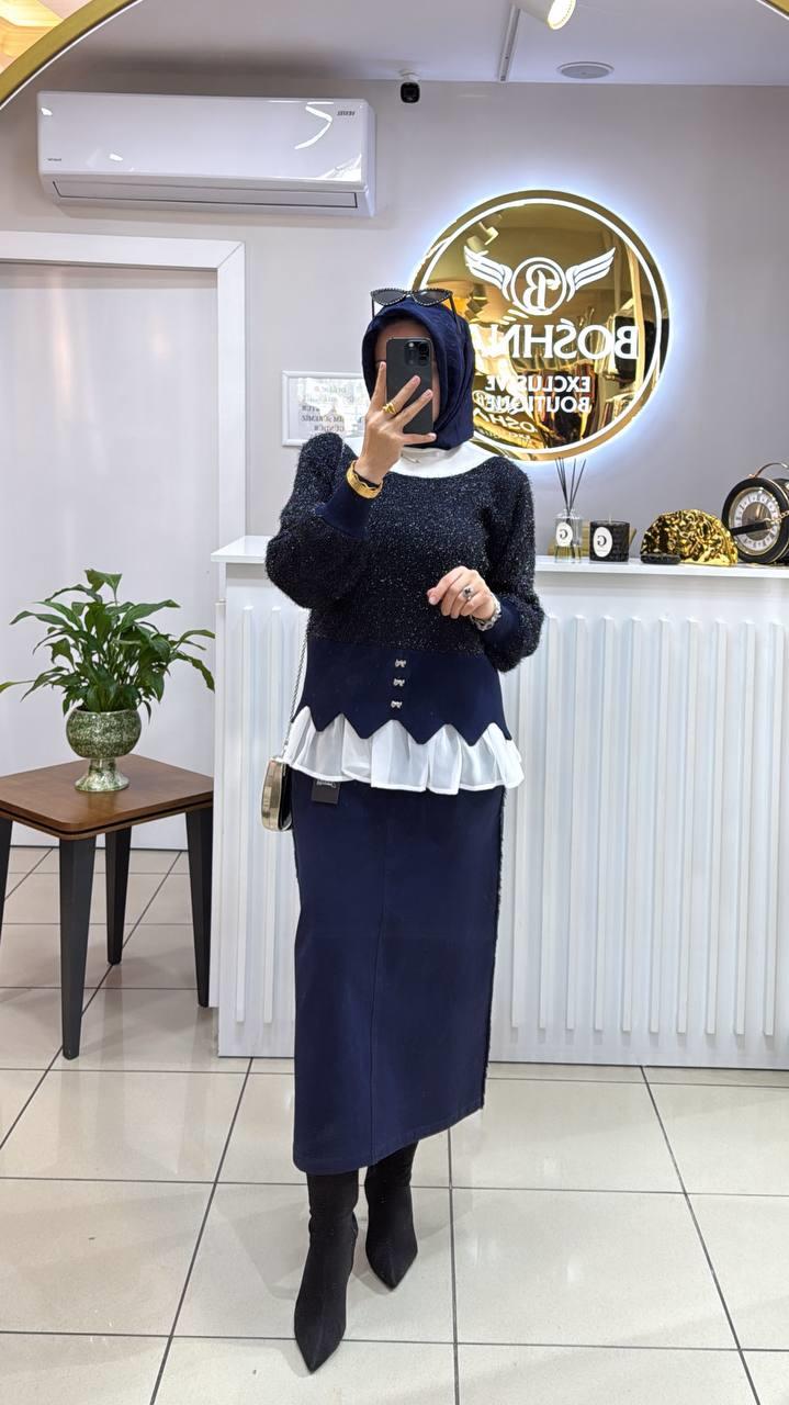 GHİSA 4288 GÖMLEK DETAYLI ETEK ÜSTÜ TUNİK