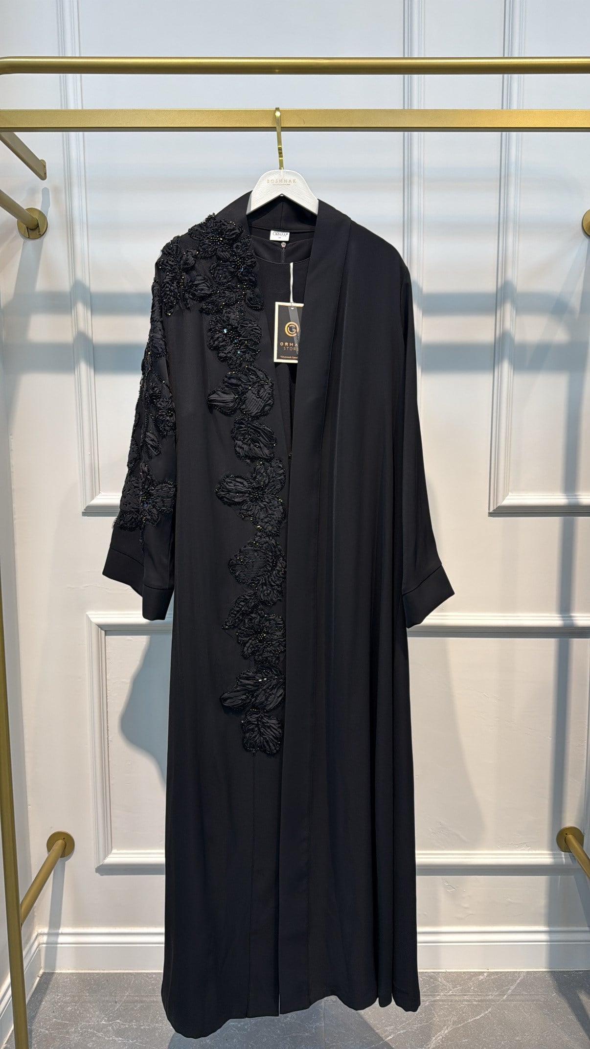 ORHAN 2884 GÜPÜR DETAY İÇ ELBİSELİ TASARIM ABAYA