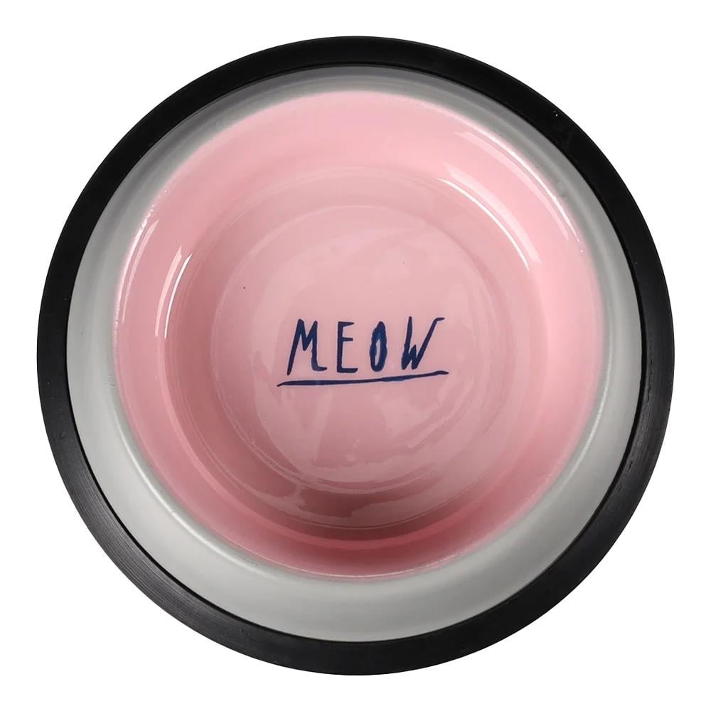 Flamingo Nell Boyalı Çelik Mama Kabı / Anti Slip / Gri-Pembe / 450 ml