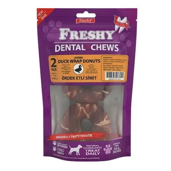 Freshy Duck Wrap Donuts Ördek Etli Deri Köpek Ödülü 100 gr 2 Adet 9 Cm
