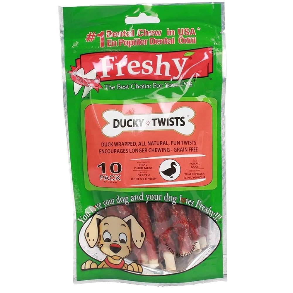 FRESHY Ördekli Burgu Çubuk Ducky Twists  %100 Ördek Etli 90 gram, 10 Adet