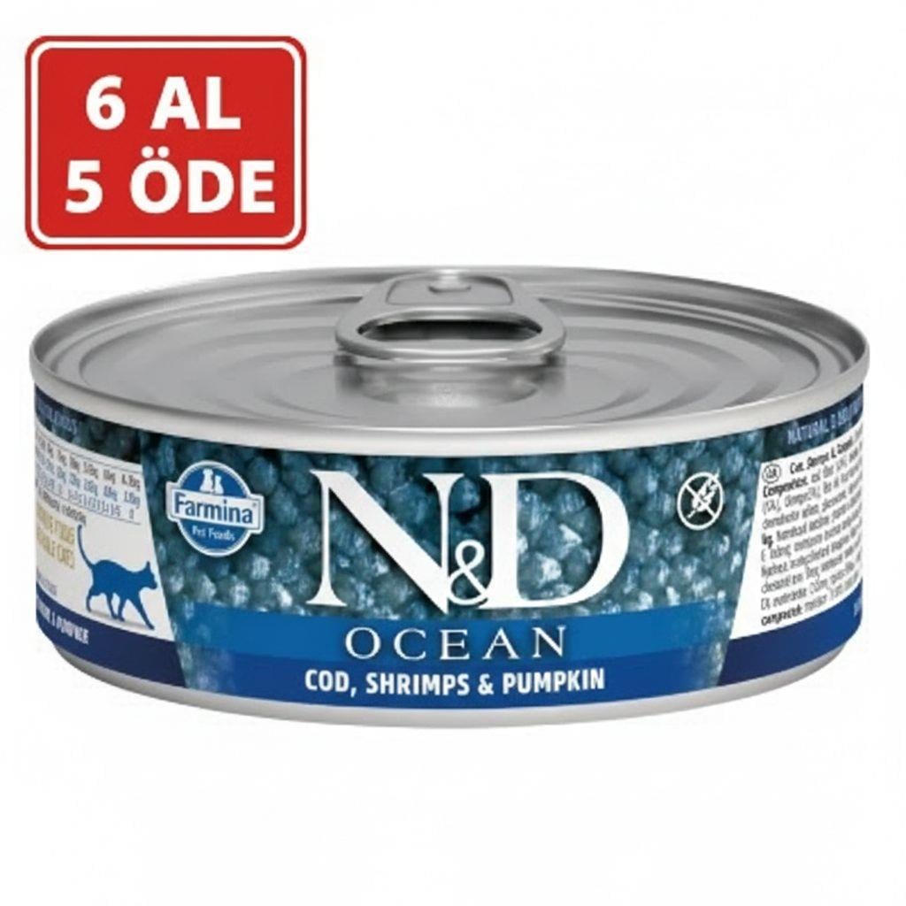 N&D Ocean Morina Balığı Karides Balkabağı Yavru Kedi Konservesi 6X70 gr