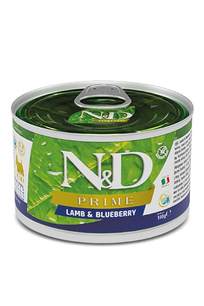 N&D PRIME Kuzu & Yaban mersini. Yetişkin köpekler için formüle edilmiş tam mamadır. 140gr