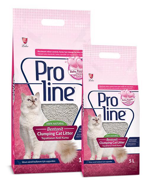Proline Bebek Pudra Kokulu Bentonit ince Taneli Kedi Kumu 10L