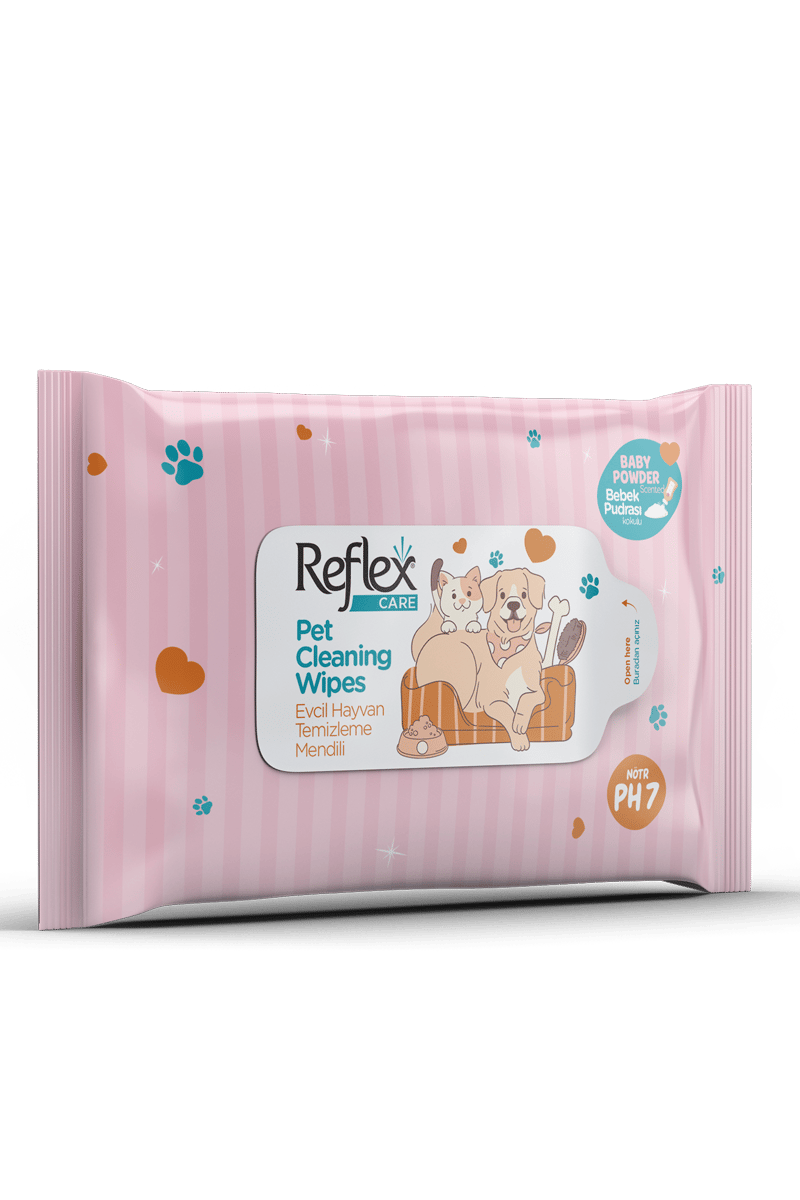 REFLEX Evcil Hayvanlar için Çok Amaçlı Hijyenik Temizleme Mendili 15li