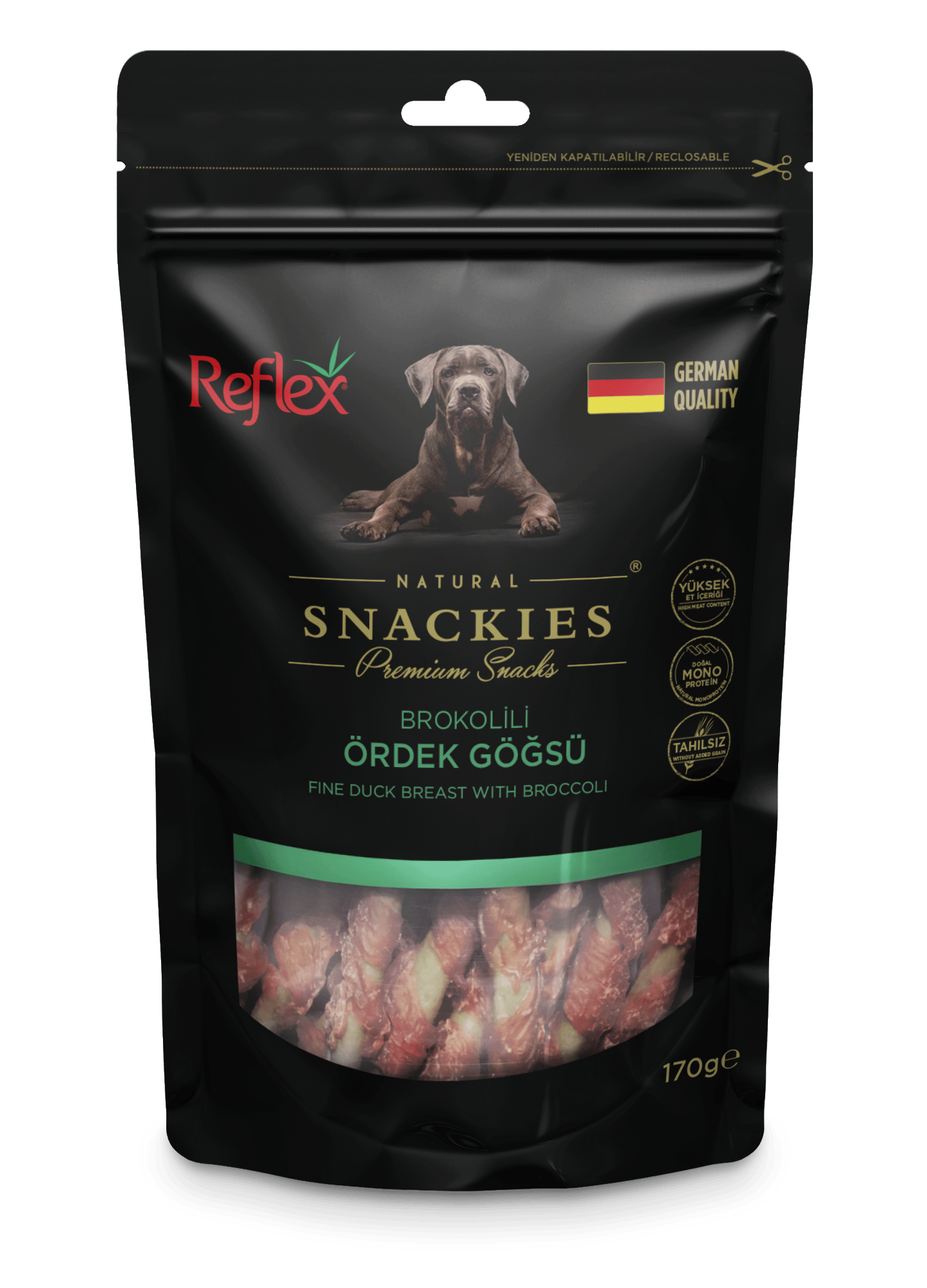 REFLEX Snackies / Brokolili Ördek Göğsü köpek ödül maması 170gr