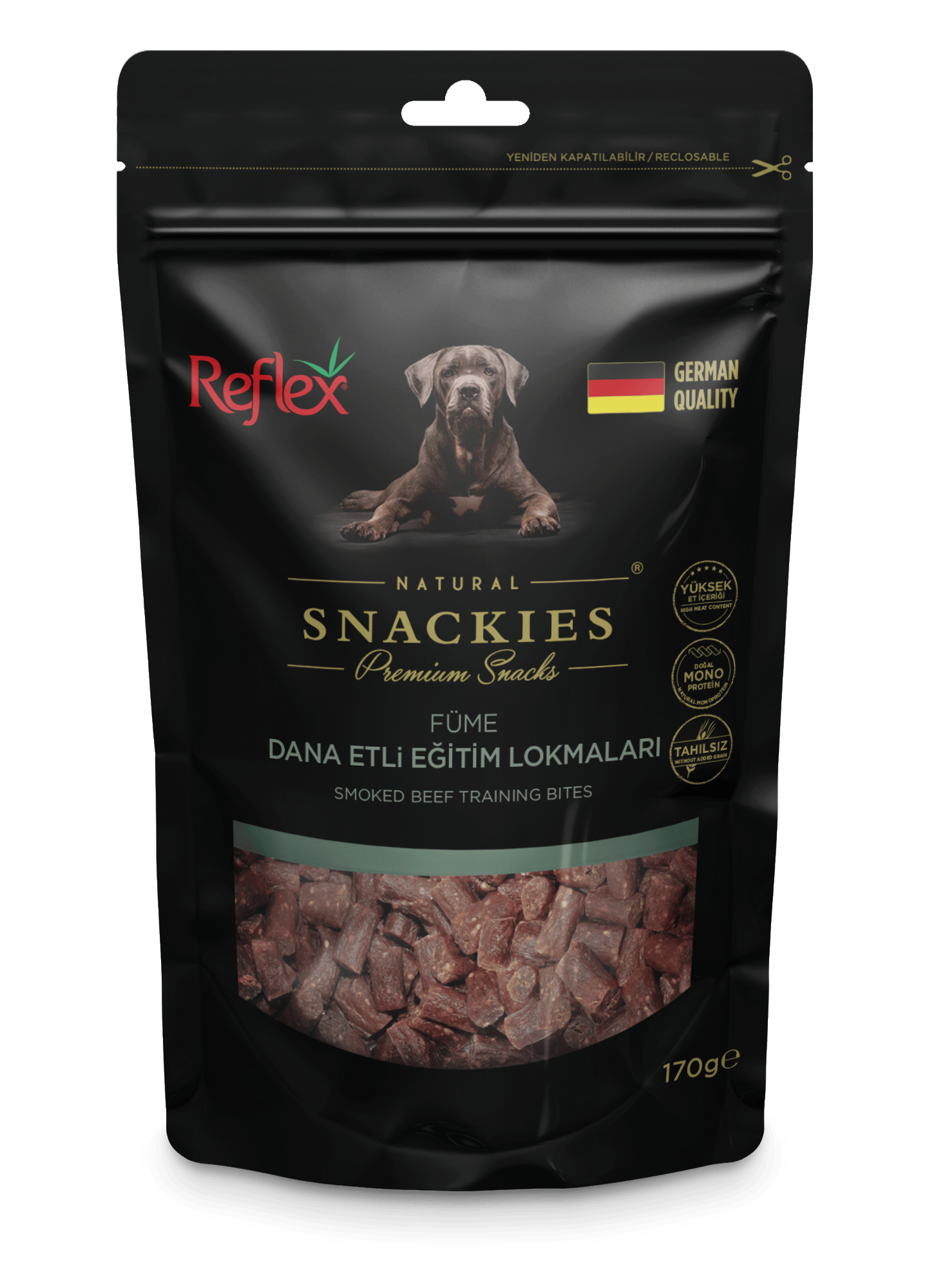 REFLEX Snackies / Füme Dana Etli Eğitim Lokmaları köpek ödül maması 170gr