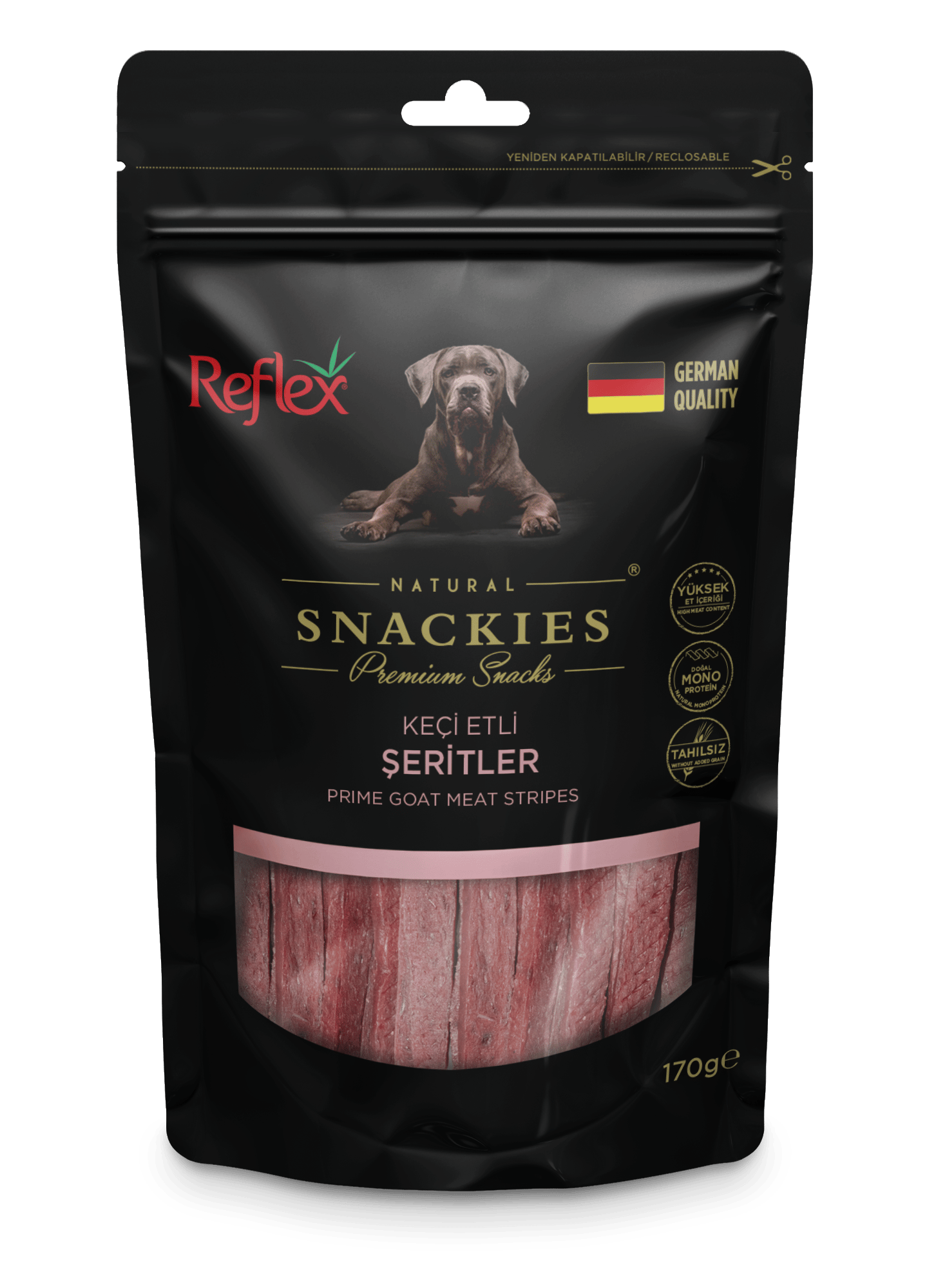 REFLEX Snackies / Keçi Etli Şeritler Köpek Ödül maması 170gr