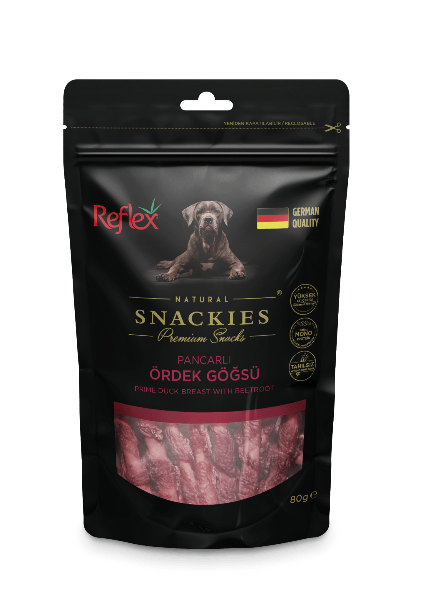 REFLEX Snackies / Pancarlı Ördek Göğsü köoek ödül maması 80gr