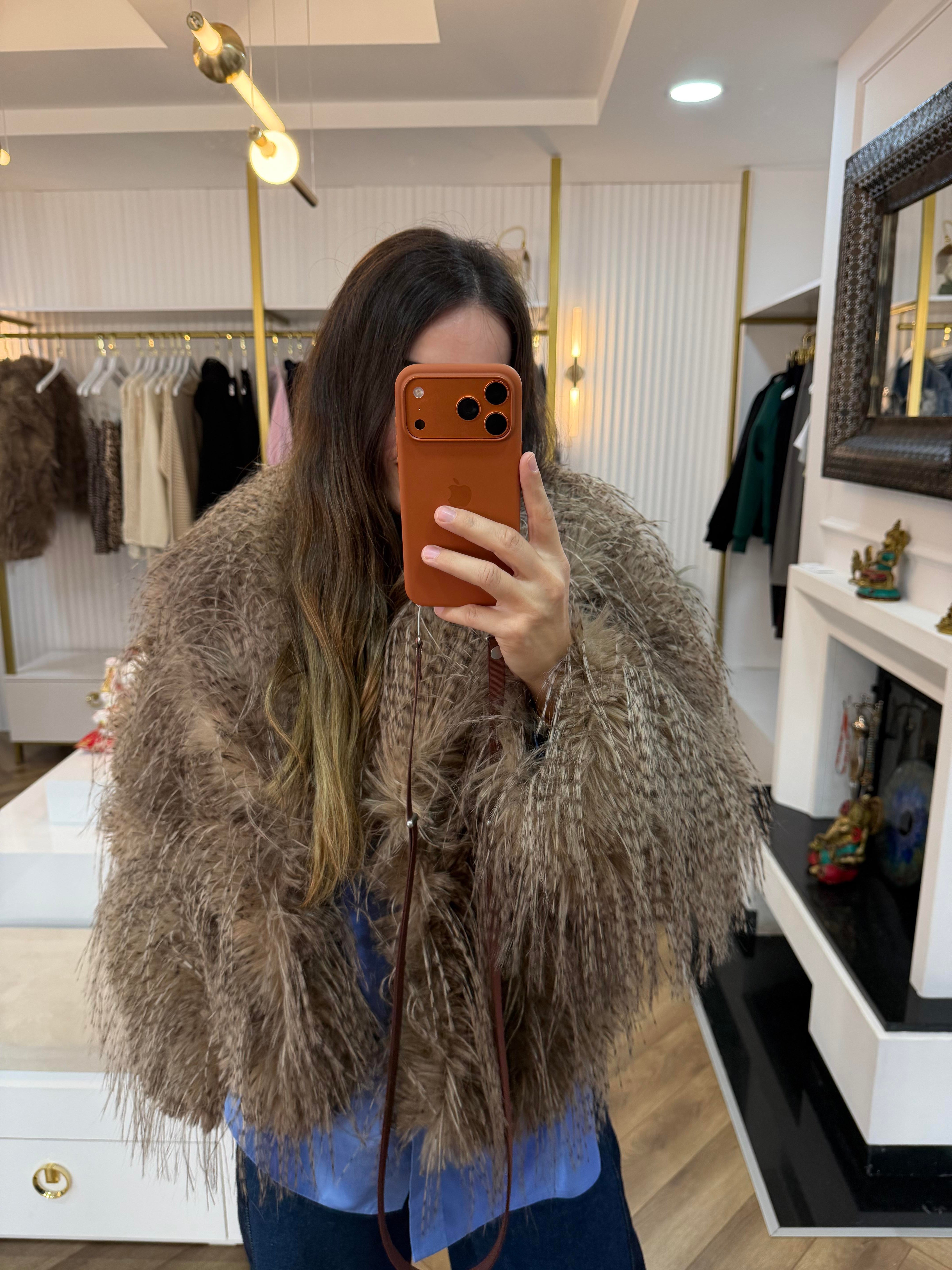Faux Fur Jacket – Mocha Brown