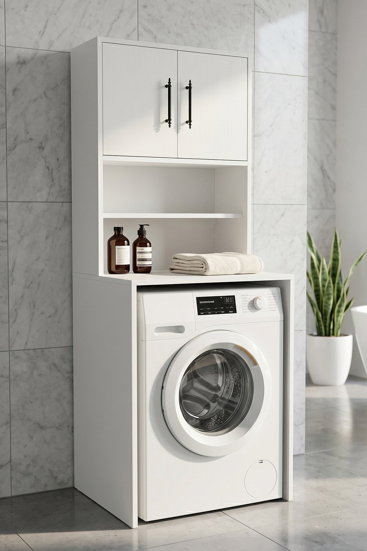 Ahşap Çok Amaçlı ,Saklama Alanlı, Çamaşır Makinesi Üstü Dolabı 6009