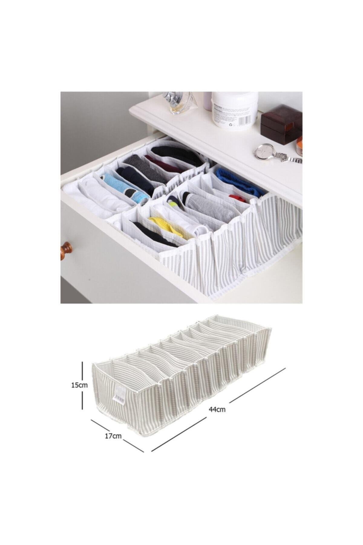 Alas Çok Amaçlı Çekmece İçi Akordiyon Organizer Gri Çizgili Tekli Medium