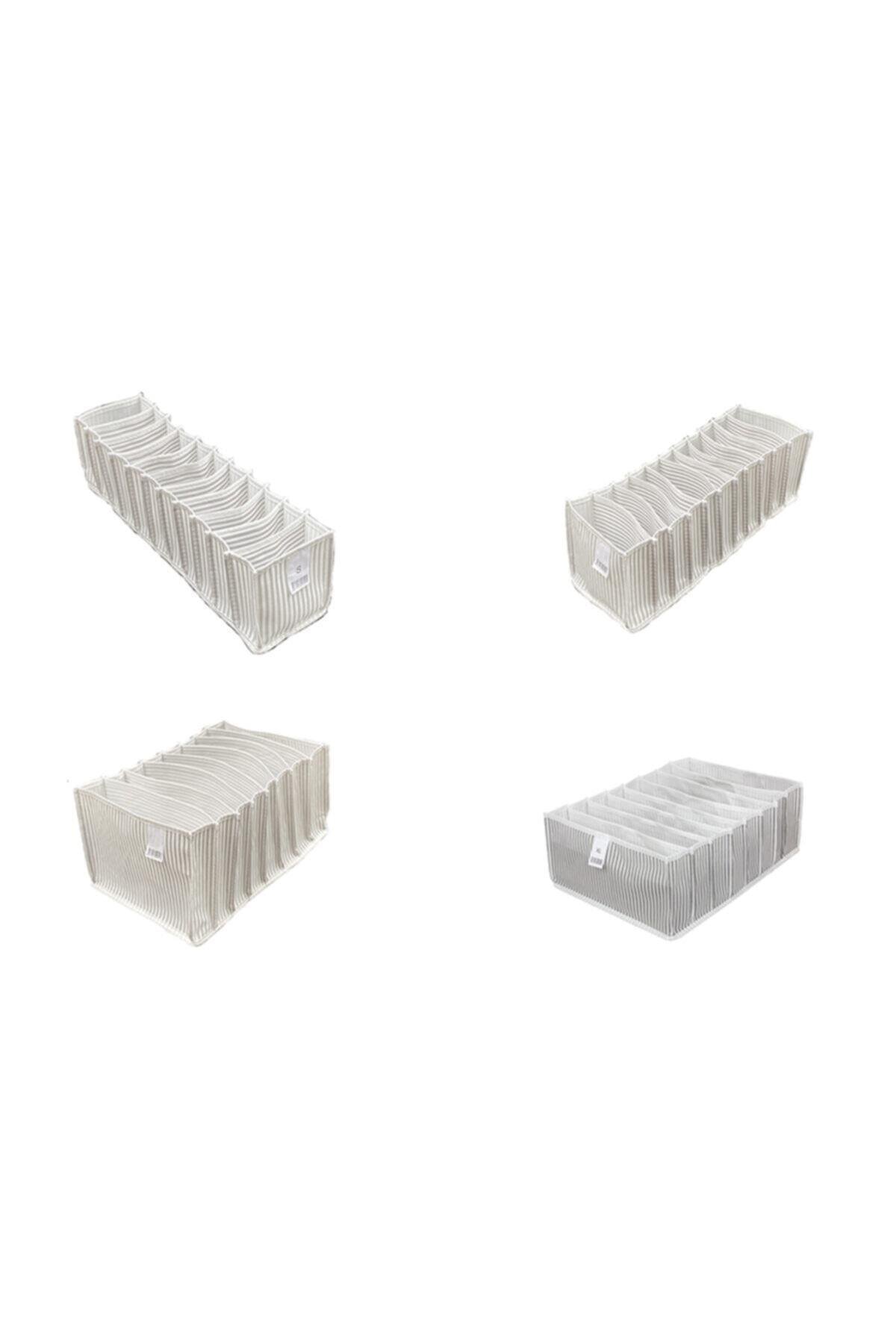 Alas Çok Amaçlı Çekmece İçi Akordiyon Organizer Gri Çizgili Dörtlü (S,M,L,XL)