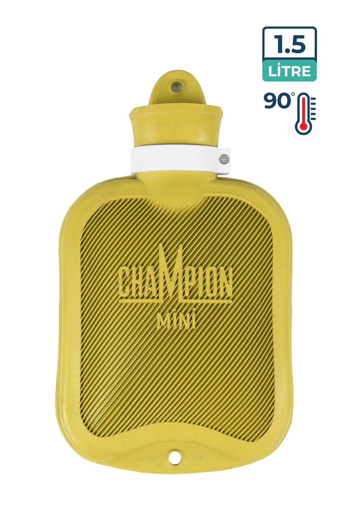 Champion Kauçuk Termofor Mini Sıcak Su Torbası, Kokusuz Sıcak Su Torbası Sarı 1,5 L