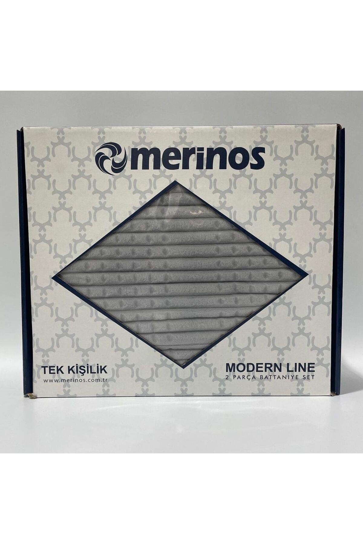 Merinos Modern Line Tek Kişilik 2 Parça Battaniye Seti - Gri