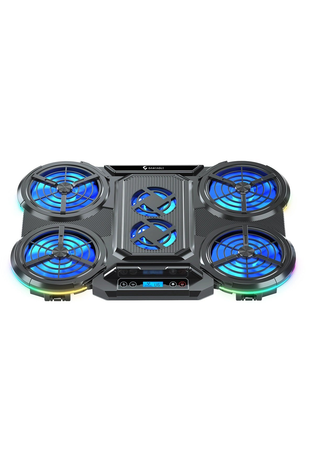 RGB Gaming Notebook Soğutucu, 6 Fanlı, Dijital Göstergeli, 7 Kademeli, Sessiz Fan, 9-17