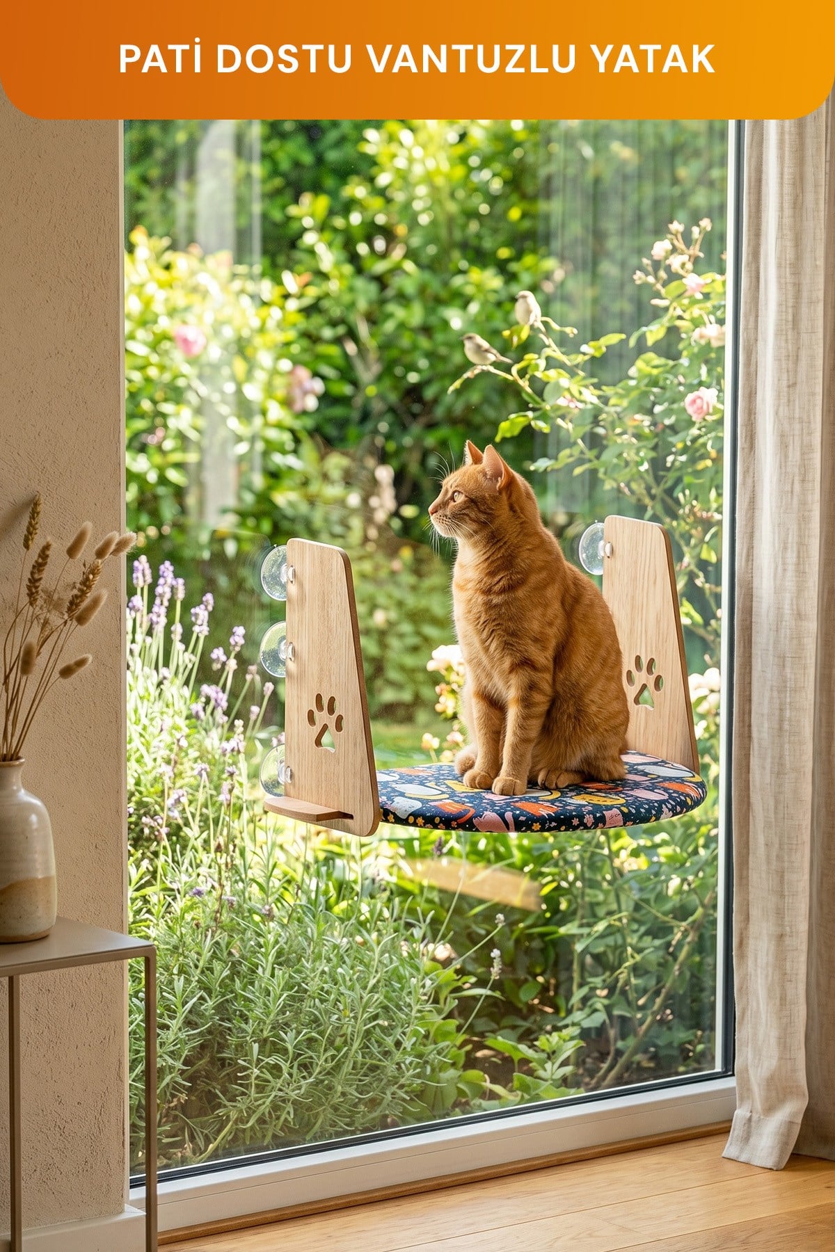 Vantuzlu Desenli, Yumuşak Kedi Cam Yatağı